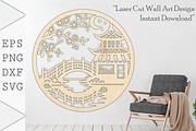 Japanese Bridge Wall Art SVG, a Texture Graphic by Libby Wishes (Thumbnail 1 of 3)