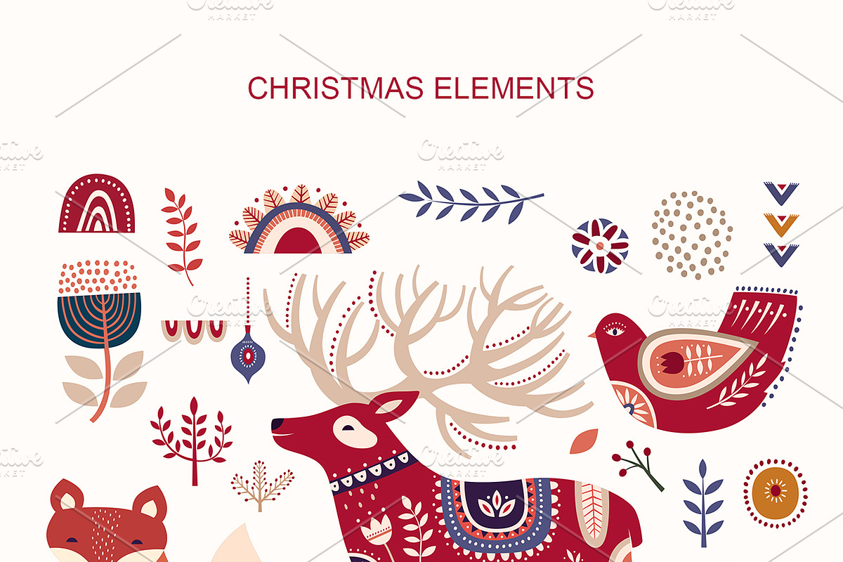 Scandinavian Christmas collection, an Animal Illustration by MoleskoStudio (Photo 6 of 17)