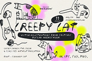 Creepy Cat - Hand Drawn Illustration, an Animal Illustration by line & plane (Thumbnail 1 of 10)