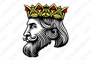 King Medieval Crown Head Face, a Person Illustration by Christos Georghiou