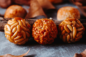 colorful Catalan panellets for All Saints Day, a Photo by Nito