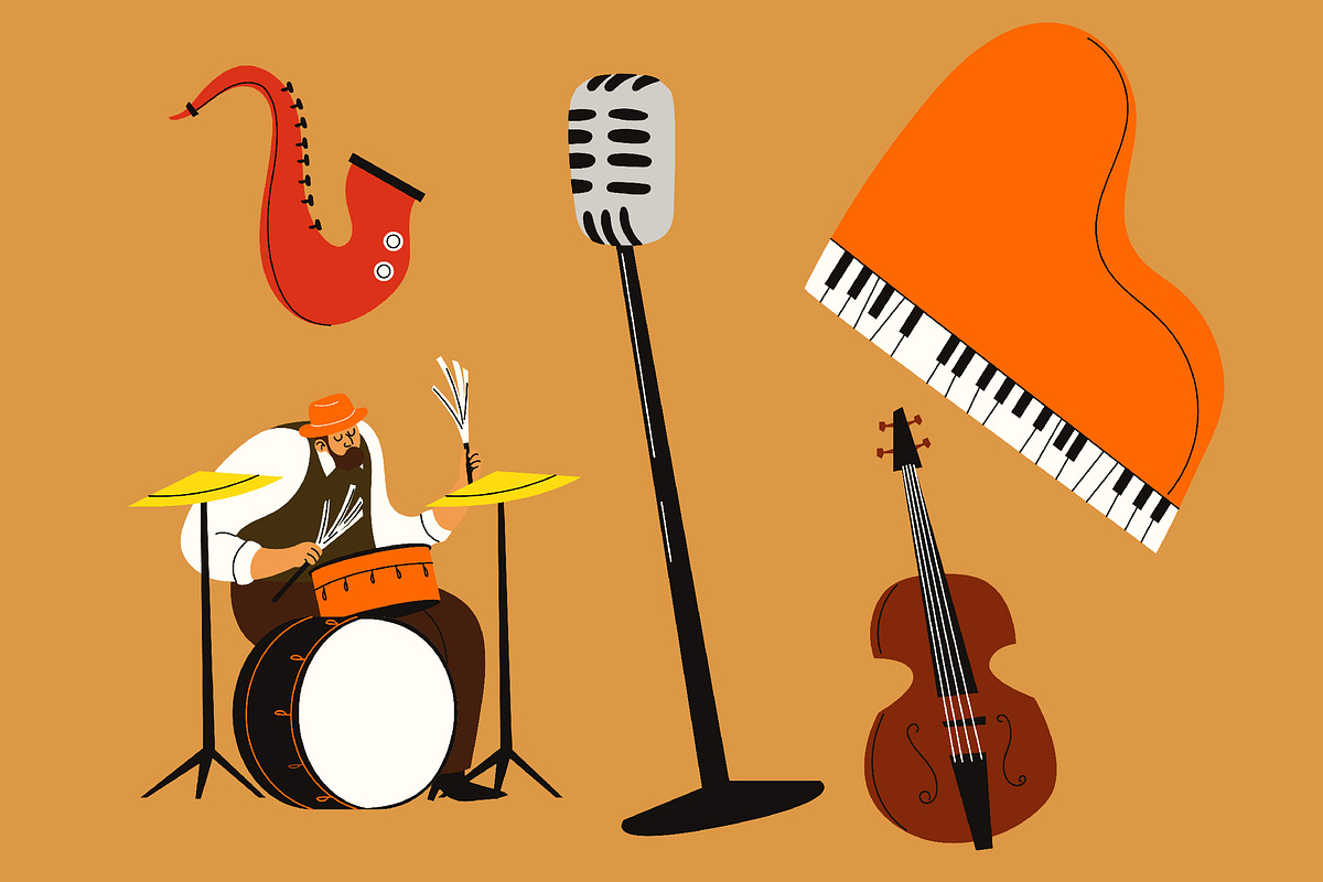 Orange Jazz Music Asset Illustration, an Object Illustration by graphicook