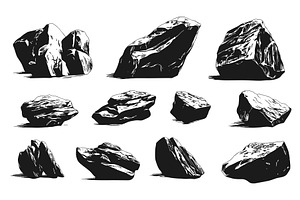 Natural Rocks Icons Set Black and, an Object Illustration by LadadikArt