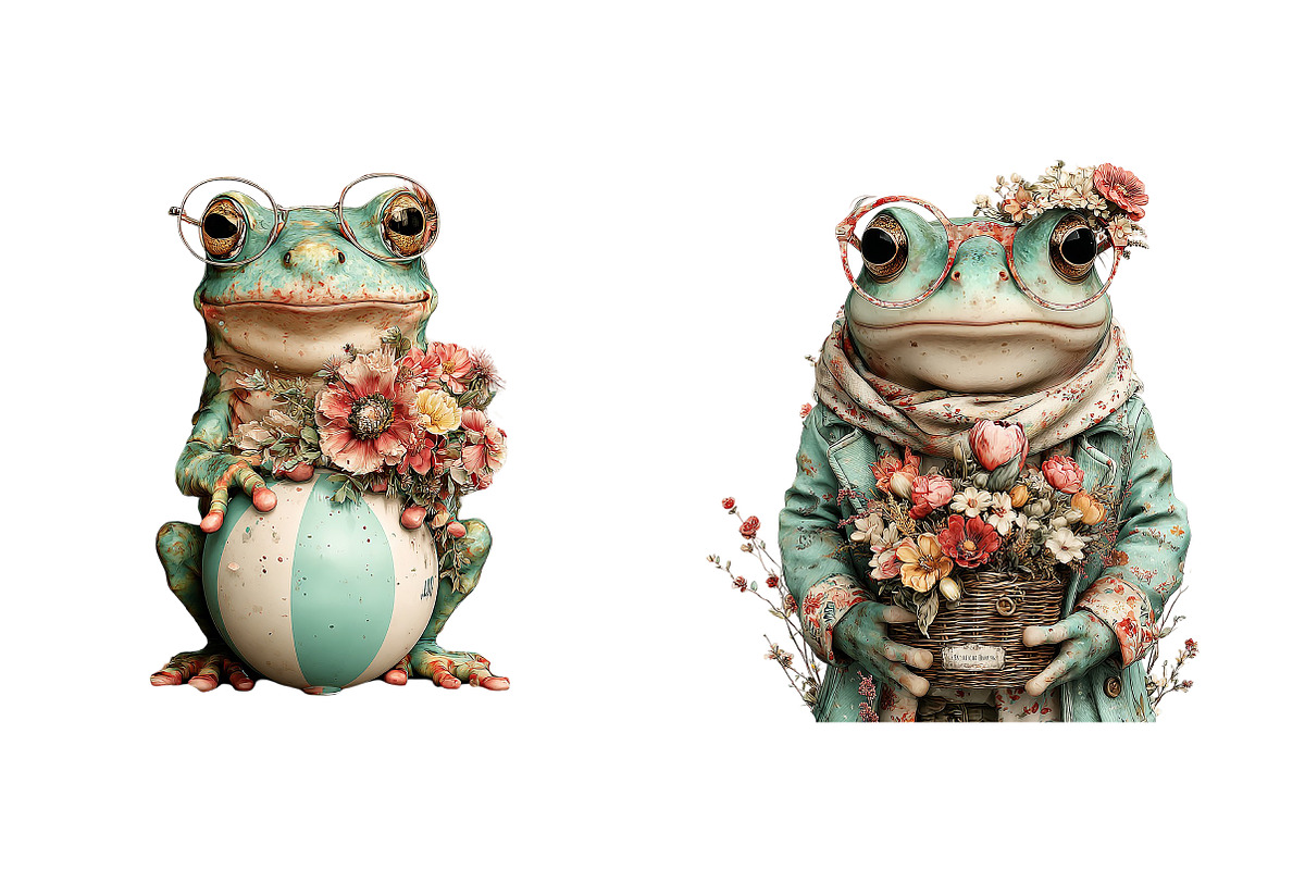 Whimsical Summer Frog Clipart, an Illustration by SinaCreation (Photo 3 of 11)