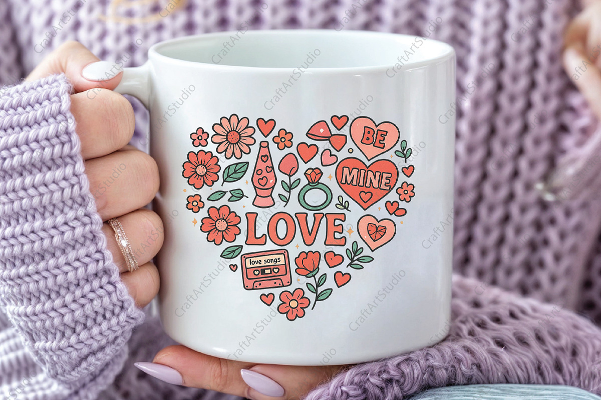 Valentine Heart Doodle Sublimation, an Illustration by CraftArtStudio (Photo 3 of 4)