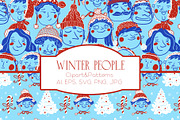 Winter People, a Seasonal Illustration by Carpet Tapete Pretzel (Thumbnail 1 of 22)