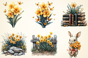 Daffodil Flower Clipart, a Work Illustration by OK Design (Thumbnail 2 of 3)