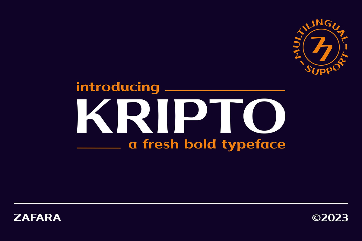 Kripto - A fresh bold typeface, a Sans Serif Font by Zafara Studios (Photo 1 of 7)