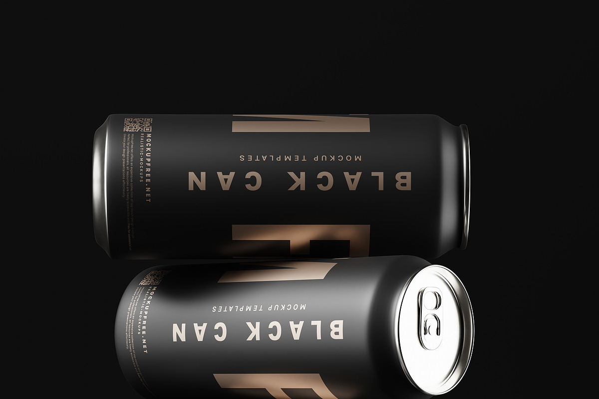 Black Soda or Beer Can Mockups, a Packaging Mockup by MockupFree.Net (Photo 15 of 15)