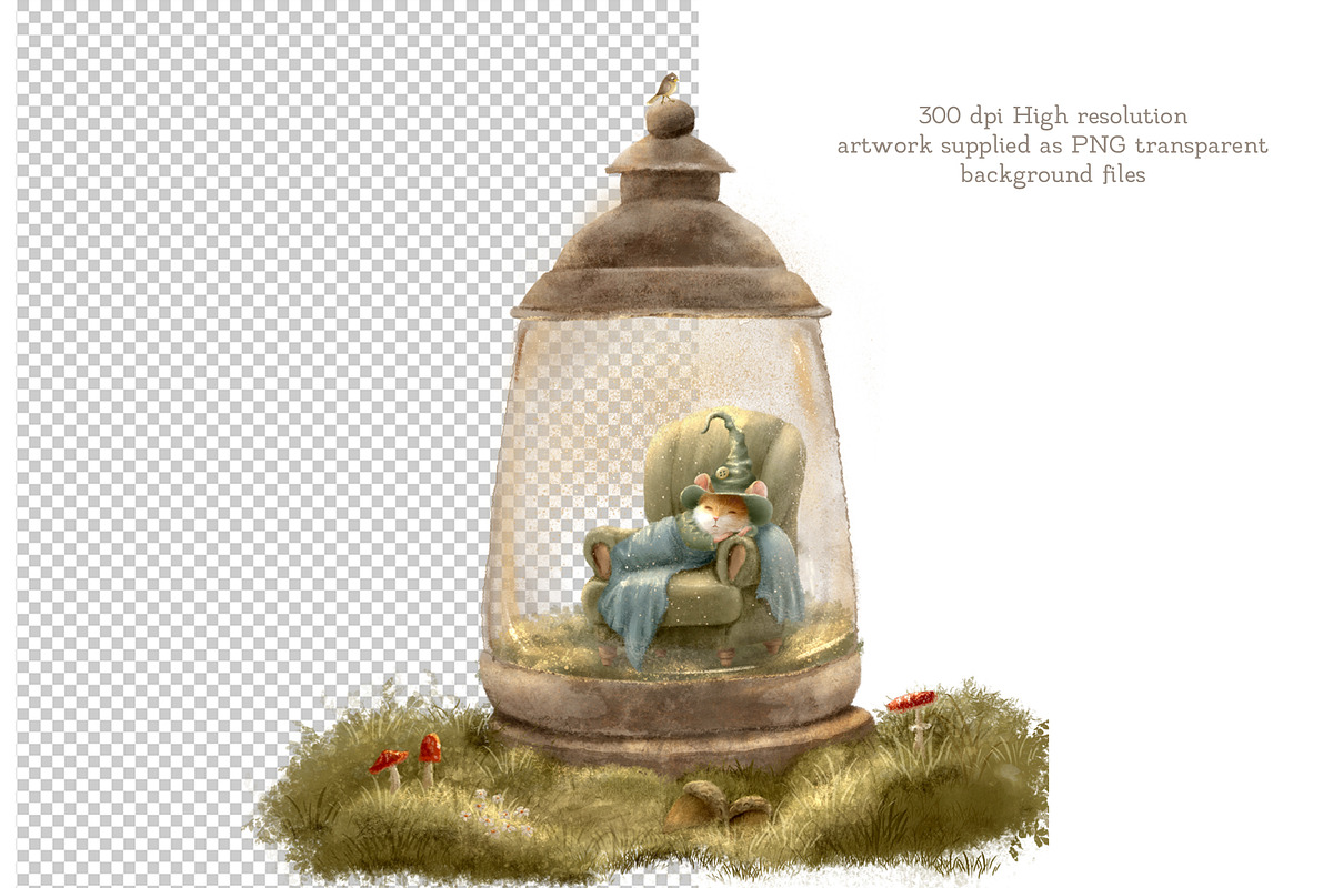 Lantern Mouse clipart Print & Poster, an Animal Illustration by AlenaVlasko stock Market (Photo 2 of 4)