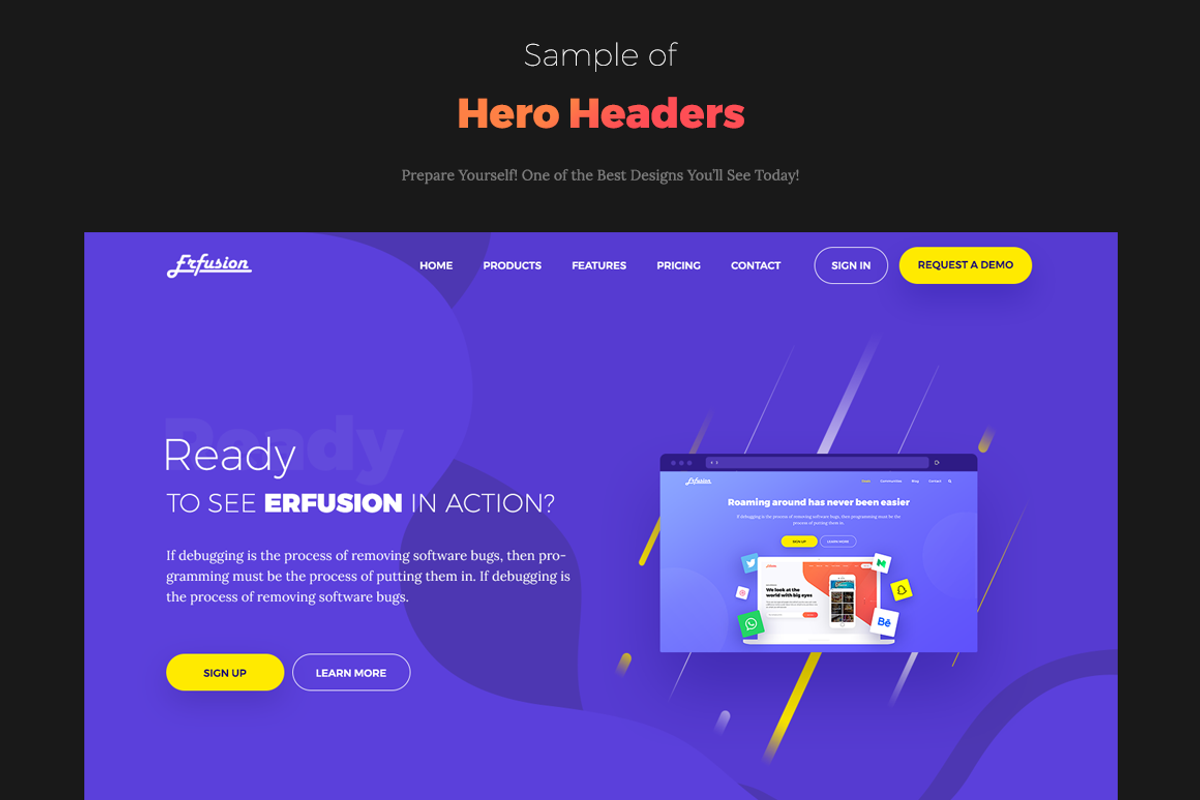 Erfusion - 20 Hero Headers (70% OFF), an UI Kit Template by Pentaclay (Photo 5 of 6)
