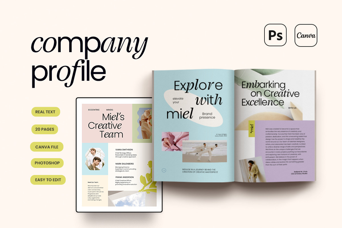 MIEL / Company Profile Ebook, a Marketing Template by Eviory (Photo 1 of 9)