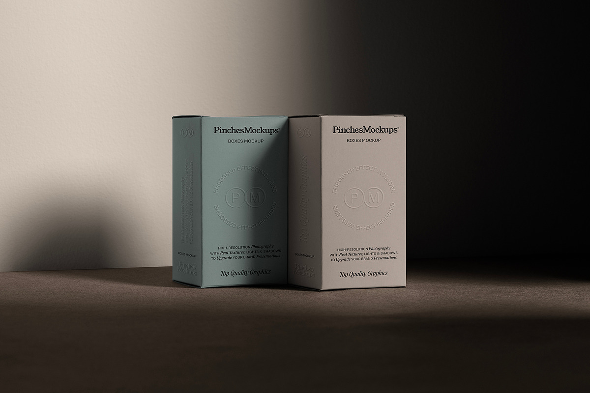 Embossed Boxes Mockup PMBM25, a Cups & Container Mockup by PinchesMockups© (Photo 1 of 5)