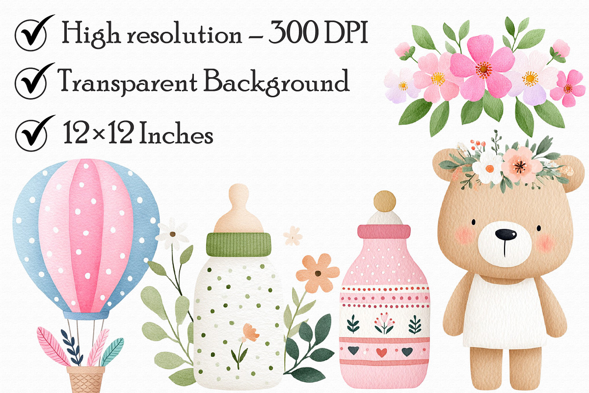 Boho Baby watercolor Clipart, an Illustration by Libby Wishes (Photo 6 of 7)