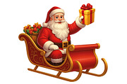 Santa Claus joyfully rides a sleigh, an Illustration by Vector Stall (Thumbnail 1 of 4)