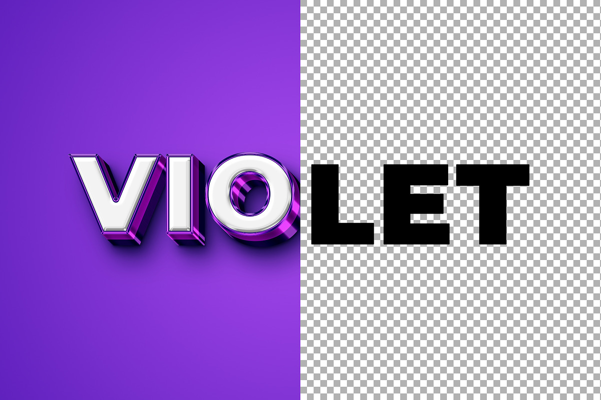 VIOLET - 3D Modern text effect, a Layer Style Add-On by Pixie Creative (Photo 2 of 2)