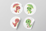 14 Cute Dino Dinosaur Character, an Animal Illustration by jongcreative (Thumbnail 3 of 7)