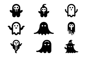 Ghost Silhouette Icon Set, an Outline Icon by Vectorium Studio