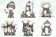 Whimsical Christmas Snowman Clipart, an Illustration by Creative Art (Thumbnail 3 of 10)