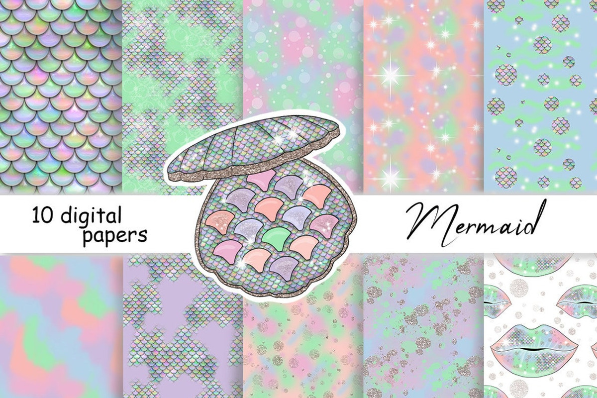 Mermaid Pattern, a Pattern Graphic by GlamArtZhanna (Photo 1 of 3)