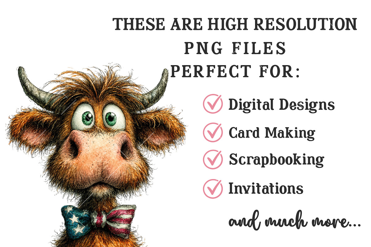 Patriotic Highland Cow Clipart, an Illustration by OK Design (Photo 4 of 6)
