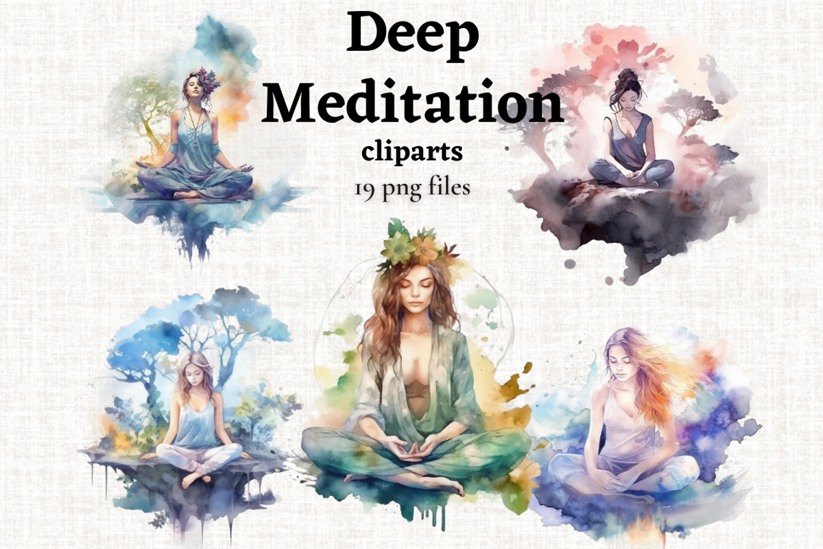 Watercolor Meditation Cliparts, an Illustration by Mash Mash Stickers (Photo 1 of 9)