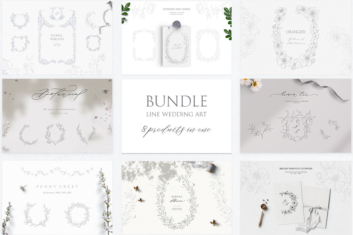 Line wedding art - BUNDLE, a Decorative Illustration by Summer Nightingale Art (Photo 1 of 9)