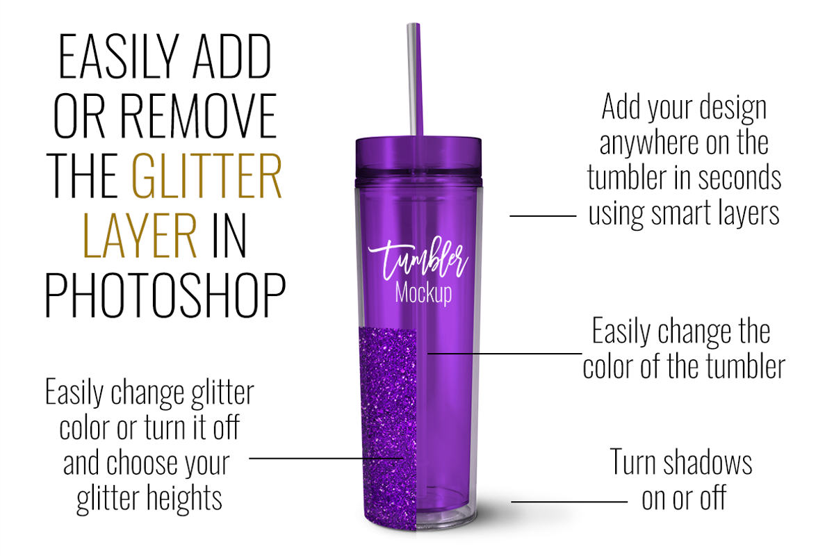 Skinny Acrylic Tumbler w/ glitter, a Product Mockup by SarahDesign (Photo 3 of 9)