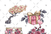 Valentines Day Watercolor Cliparts, a Decorative Illustration by Phantasia Design (Thumbnail 4 of 8)