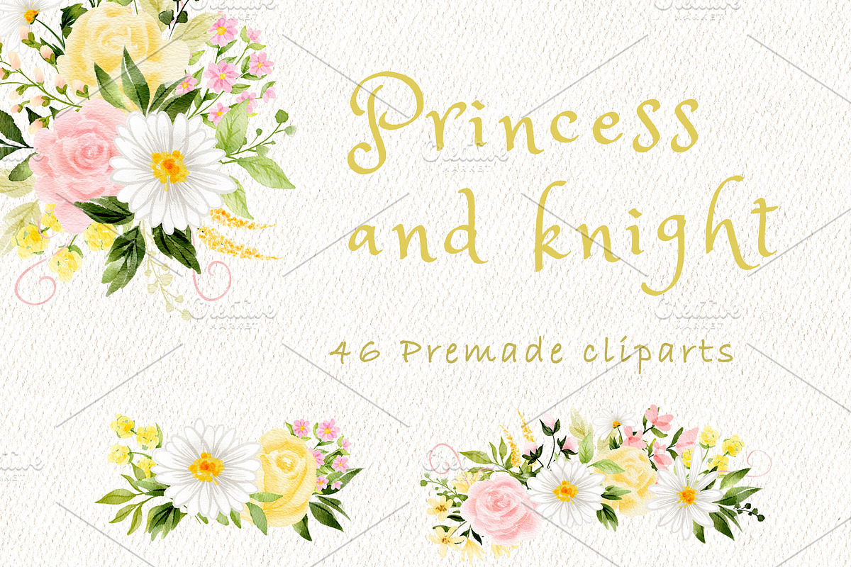 Princess and knight clipart, a Decorative Illustration by heyiamalice (Photo 2 of 13)