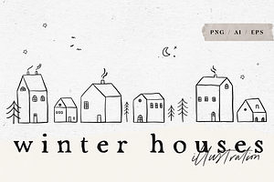 WINTER HOUSES / Png Vector Bundle