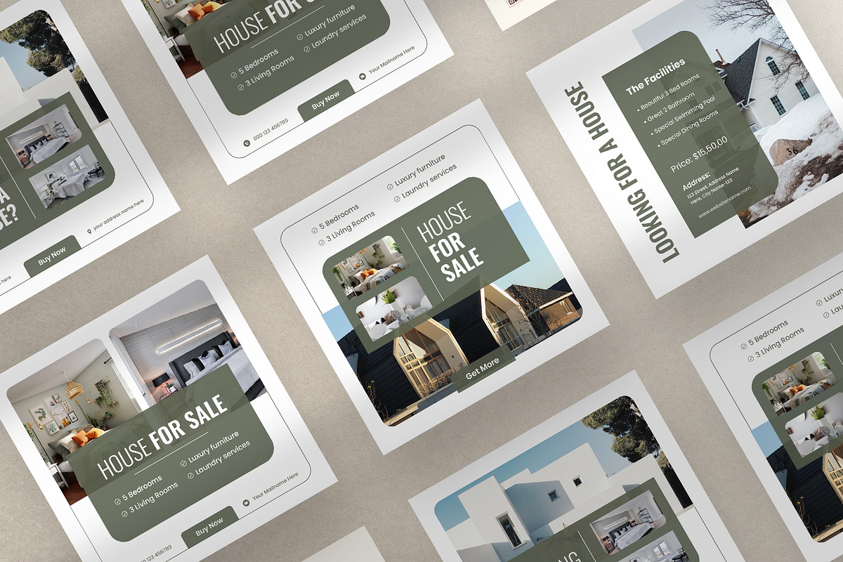Real Estate Instagram Post Templates, a Social Media Template by Pixelpick (Photo 2 of 2)