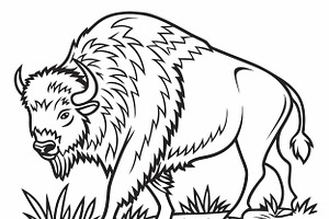 drawing of a majestic american bison, an Animal Illustration by SouravDesign