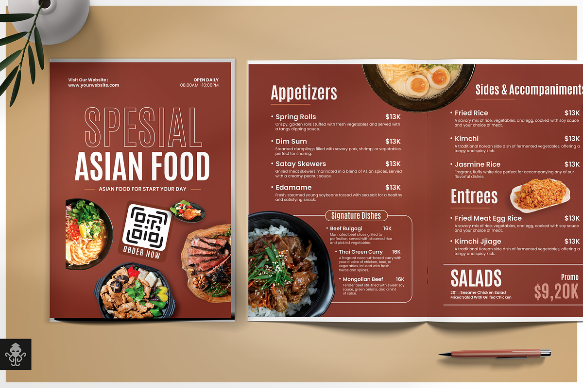 Restaurant Menu Bifold Brochures, a Brochure Template by SquidPixey (Photo 1 of 6)