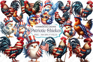 Patriotic USA Chicken Clipart, a Graphic by designcity5