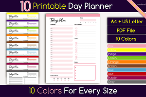 10 Printable Daily Planner, a Stationery Template by HyeRi