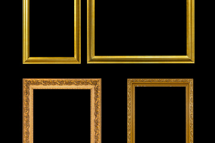 Gold frame elegant vintage isolated featuring frame, gold, and wall, an Abstract Photo by Casanowe-studio