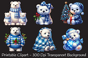 Christmas Polar Bear Blue Gingham, an Illustration by RobertsArt (Thumbnail 3 of 7)