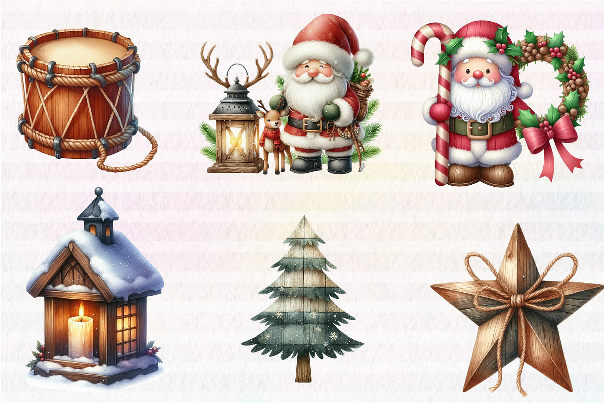 Rustic Wooden Christmas Clipart, an Illustration by CreationArt (Photo 5 of 5)