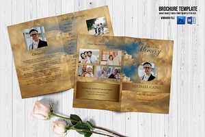 Golden Sky Funeral Program Template, a Brochure Template by Template Shop