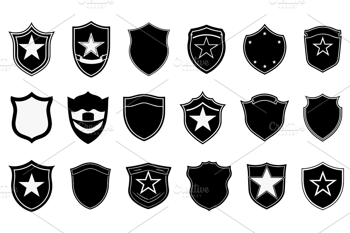 Police badge silhouettes. Black, a Graphic by LadadikArt