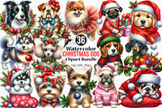 Watercolor Christmas Dog Clipart, an Illustration by Canvas Craft (Thumbnail 1 of 8)
