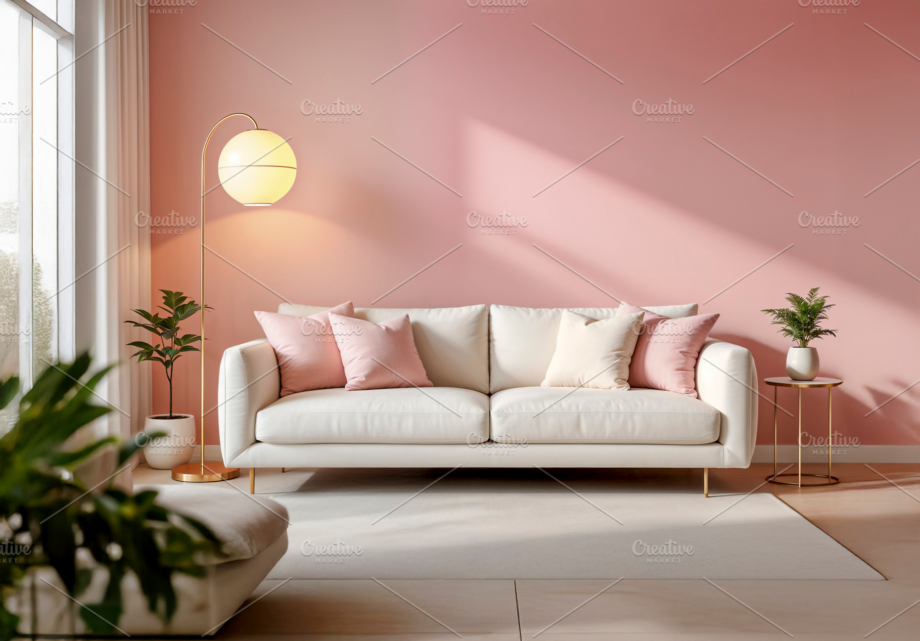 Modern pink living room, a Photo by rarrarorro