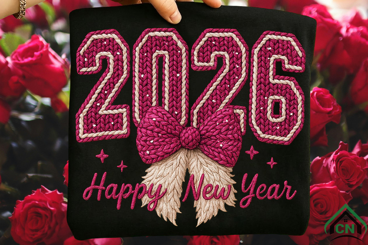 Knitted 2026 Happy New Year PNG, an Illustration by Craft Nest (Photo 2 of 7)