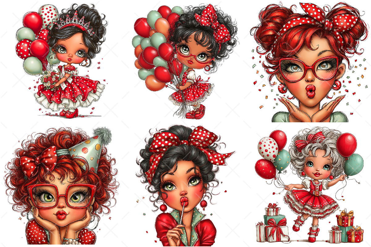 Funny Birthday Party Girl Bundle, an Illustration by Craft Nest (Photo 5 of 9)