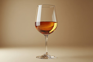 Elegant wine glass with amber liquid, a Photo by Tanuart