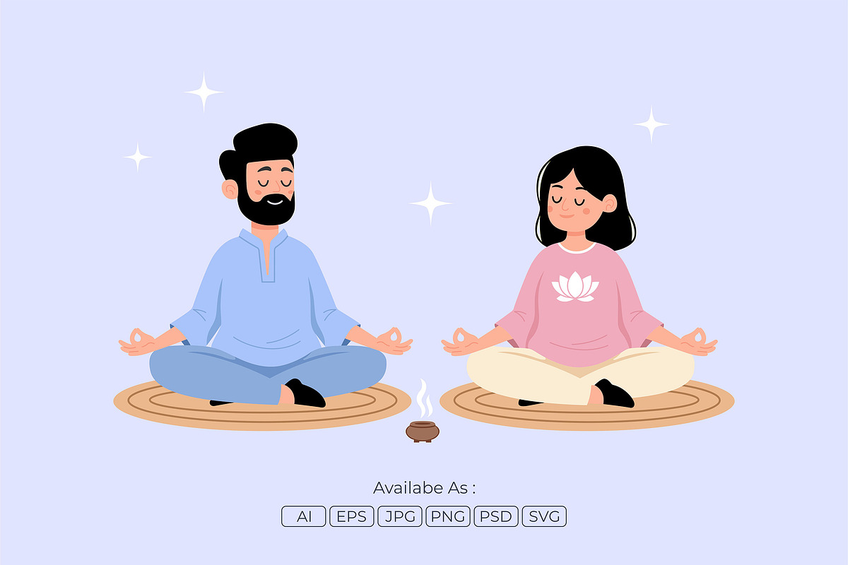 Mindfulness Meditation Starry Night, a Person Illustration by Partikusi Design (Photo 2 of 3)