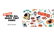 Cats & dogs items set + backgrounds, an Animal Illustration by PaperTrident (Thumbnail 2 of 4)