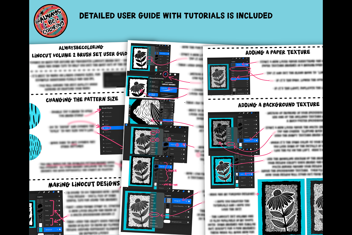 Procreate Linocut Brush Set Volume 2, a Brush Add-On by AlwaysBeColoring (Photo 10 of 13)