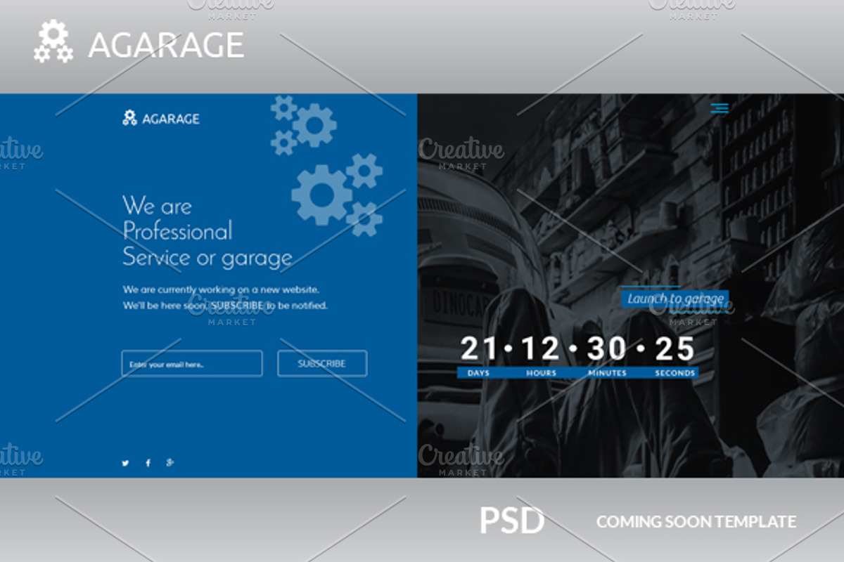Agarage coming soon psd template, a Templates & Theme by Kayytechin Shop
